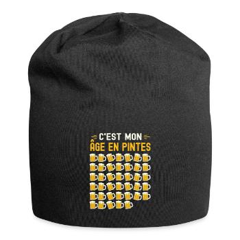 Mon Âge En Pintes 40 ans Humour Anniversaire Bière - Bonnet en jersey - noir - Devant