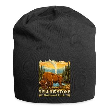 Camping de bisons du parc national de Yellowstone - Bonnet en jersey - noir - Devant