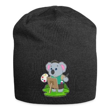 Koala Painter Brush Painting - Jersey Beanie - charcoal grey - Front