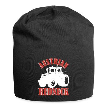 Austrian Redneck – Alpine style with tractor and beer - Jersey Beanie - black - Front