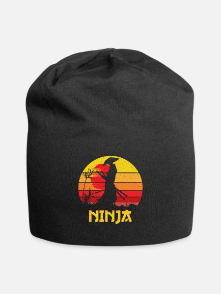 Silhouette de Ninja du Coucher de Soleil - Bonnet en jersey - noir