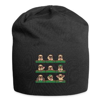 Lustiger Mops Poker Kartenspiel Hund - Jersey-Beanie - Schwarz - Vorne