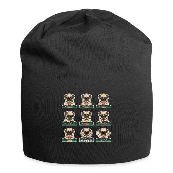 Lustiger Mops Poker Kartenspiel Hund - Jersey-Beanie - Schwarz - Vorne