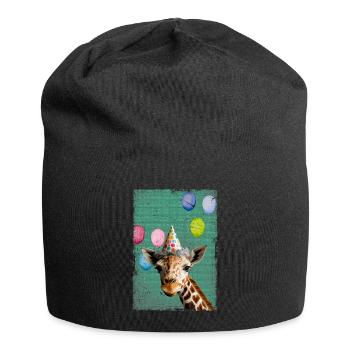 Animals Zoo Party Jungle Zoo Birthday Giraffe - Jersey Beanie - black - Front