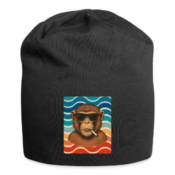 Wellen-Chimp mit Sonnenbrille - Jersey-Beanie - Schwarz - Vorne