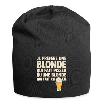 Humour Blonde Bière Beauf Apéro Bistrot Drôle bbq - Bonnet en jersey - noir - Devant