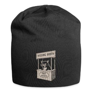Cat stand in the Hissing Booth - Jersey Beanie - black - Front