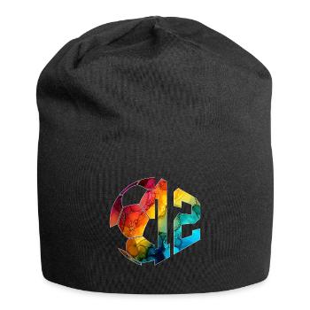 NON. 12e FOOTBALLEUR NUMÉRO 12 FOOTBALL 12E ANNIVERSAIRE - Bonnet en jersey - noir - Devant