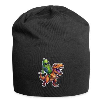 Sour cucumber rides dinosaur - Jersey Beanie - black - Front