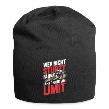  Wer Nicht Stürzt Fährt Fährt Nicht Am Limit - Jersey-Beanie - Schwarz - Vorne