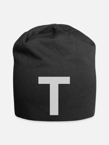 T-Shirt with a T - Jersey-Beanie - Schwarz