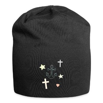 Anchor Dream Star Hearts Motif - Jersey Beanie - black - Front