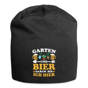 Garten und Bier Darum bin ich hier - Jersey-Beanie - Schwarz - Vorne
