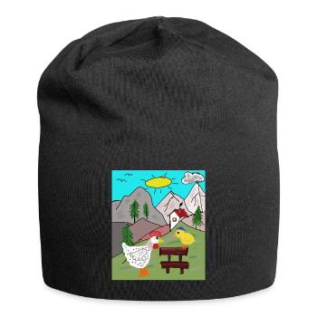 Délice de poulet rural avec poussins Alps - Bonnet en jersey - noir - Devant