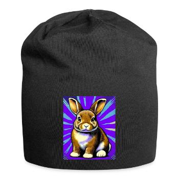 Kaninchen - Jersey-Beanie - Schwarz - Vorne