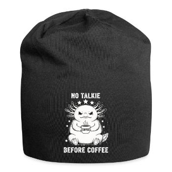 No conversation in front of coffee lover axolotl - Jersey Beanie - black - Front