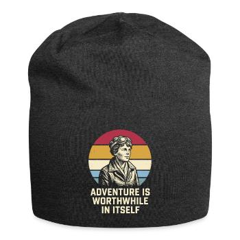 Amelia Earhart Das Abenteuer ist lohnenswert - Jersey-Beanie - Anthrazit - Vorne