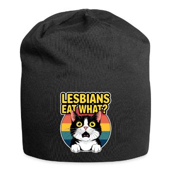 Les lesbiennes mangent quoi ? La fierté du chat drôle - Bonnet en jersey - noir - Devant