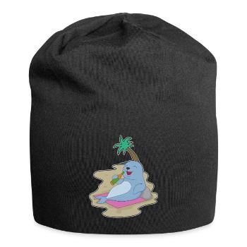 Seehund Flasche Bier - Jersey-Beanie - Schwarz - Vorne