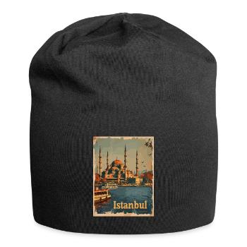 Istanbul Skyline Bosporus Moschee - Jersey-Beanie - Schwarz - Vorne