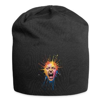 Explosive Farbexplosion Gesicht Ausdrücken - Jersey-Beanie - Schwarz - Vorne