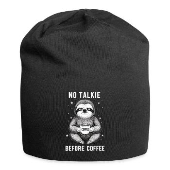 No conversation in front of coffee lover sloth - Jersey Beanie - black - Front