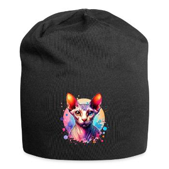 Sphynx Cat Motif - Jersey Beanie - black - Front