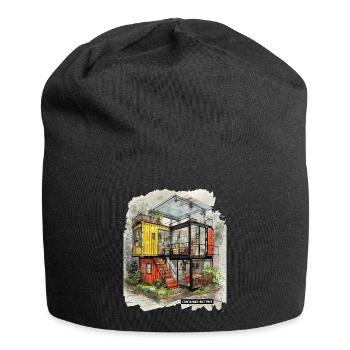 CONTAINED BUT FREE - Modern Shipping Container Art - Jersey Beanie - black - Front