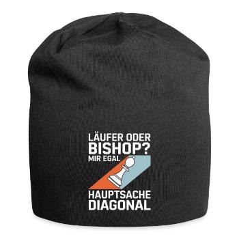 Läufer oder Bishop? Diagonal-Humor - Jersey-Beanie - Schwarz - Vorne