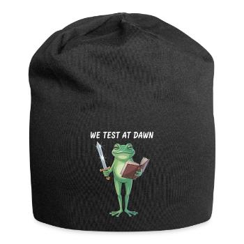 Dawn Quest Frog Sword and Scroll - Jersey Beanie - black - Front