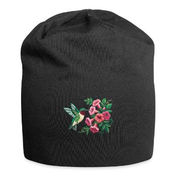 Colibri à gorge rubis florale - Bonnet en jersey - noir - Devant