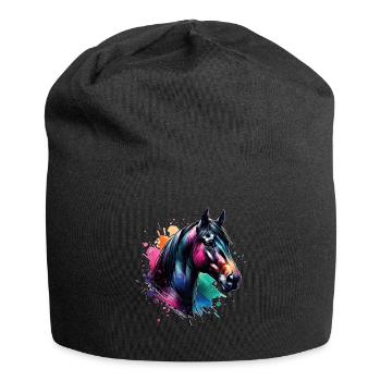 Hanoverian Motif Horse - Jersey Beanie - black - Front