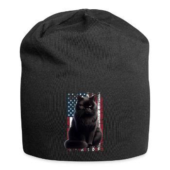 Grumpy Black Cat US Schwarze Katze - Jersey Beanie - black - Front