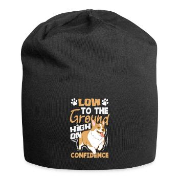 Kurze Beine, Große Einstellung, Corgi - Jersey-Beanie - Schwarz - Vorne