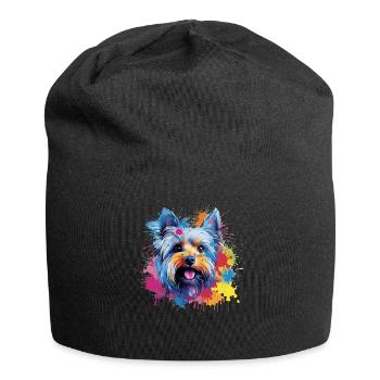 Yorkshire Terrier Dog Coloré Art éclaboussé - Bonnet en jersey - noir - Devant