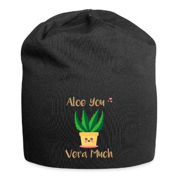 Aloe You Vera sehr lustig Aloe Vera Pflanze Wortspiel Geschenk - Jersey-Beanie - Schwarz - Vorne