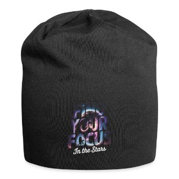 Finde deinen Fokus in den Sternen - Jersey-Beanie - Schwarz - Vorne