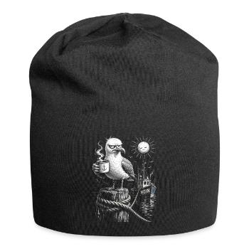 MOIN – Grummeliges Möwe mit Kaffee - Jersey-Beanie - Schwarz - Vorne