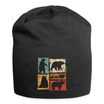 Bären Perspektiven Retro Tierdruck - Jersey-Beanie - Schwarz - Vorne