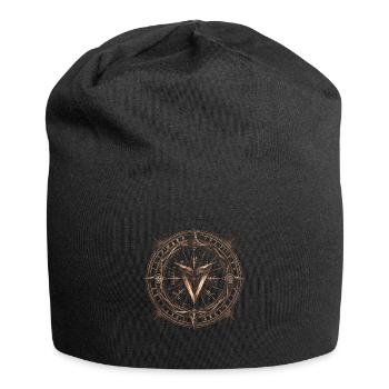 Kosmische Kompassrunen - Jersey-Beanie - Schwarz - Vorne