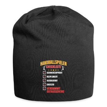 Handballspieler Checkliste - Jersey-Beanie - Schwarz - Vorne