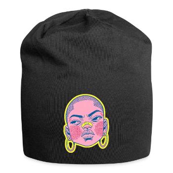Black female portrait #9 - Jersey-Beanie - Schwarz - Vorne
