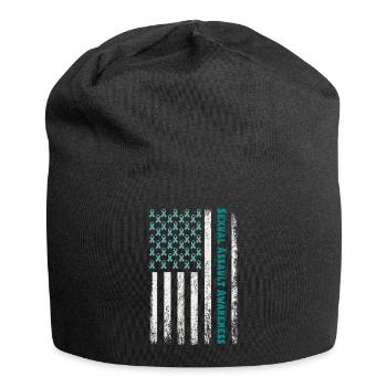 Teal Ribbon Sexual Assault Awareness American flag - Jersey Beanie - black - Front