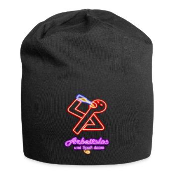 Arbeitslos und Spaß dabei! - Jersey-Beanie - Schwarz - Vorne