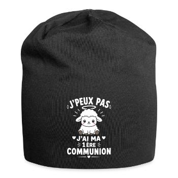 J'peux pas j'ai ma 1ère communion - Bonnet en jersey - noir - Devant