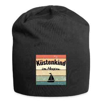 Küstenkind im Herzen Vintage - Jersey-Beanie - Schwarz - Vorne