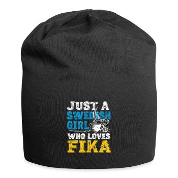 Swedish Girl Fika Club - Café scandinave mignon - Bonnet en jersey - noir - Devant