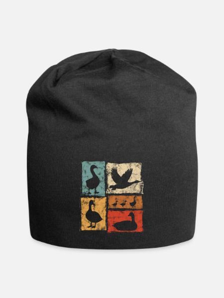 Gänse In Bewegung - Retro Bauernhof Grafik - Jersey-Beanie - Schwarz
