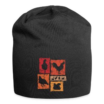 Chickens in perspective for farmer and farm - Jersey Beanie - black - Front