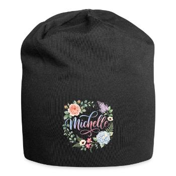 Floral Name Michelle - Jersey Beanie - black - Front
